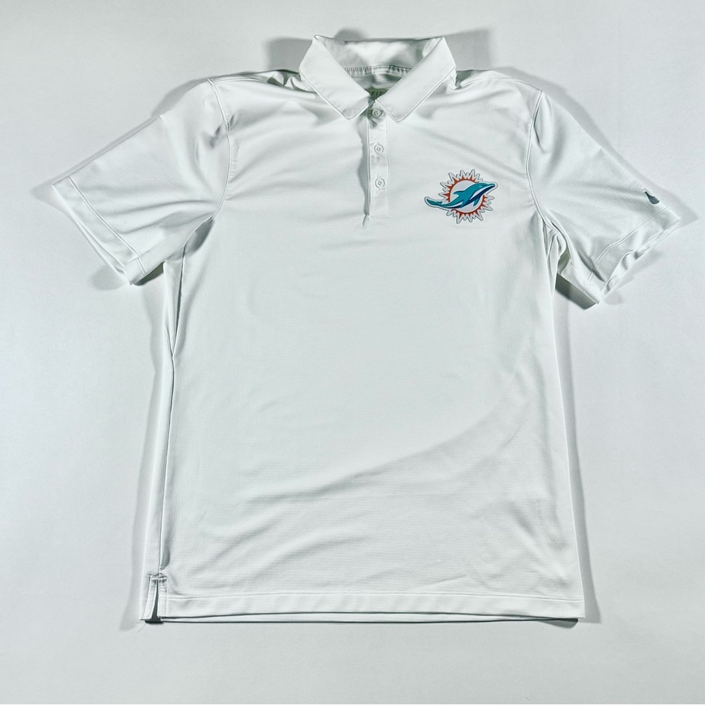 Nike Miami Dolphins NFL White Dri-Fit Golf Team Polo Shirt Size Medium